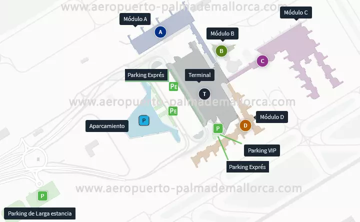 Palma de Mallorca airport area map